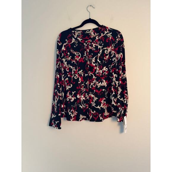 Dana Buchman Women’s Black, Red, Gold button down size XL NWT - Picture 1 of 6